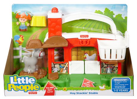 Fisher Price Little People farm barn ark nativity manger ranch bale of hay horse 