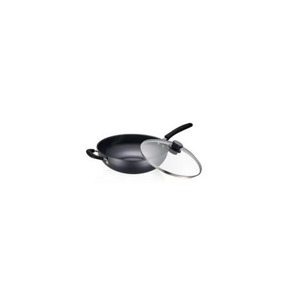 Supor 34CM Carbon Steel Wok With Lid, 34cm, rust-proof surface