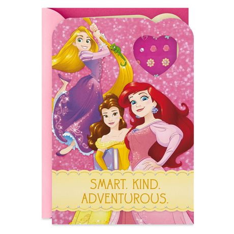 Hallmark Birthday Card for Kids, Disney Princess Earring Stickers