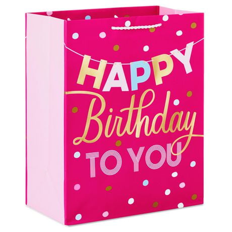 Hallmark 13" Large Birthday Gift Bag (Bright Pink, "Happy Birthday to You") for Moms, Daughters, Granddaughters, Sisters, Best Friends, 13" Large Birthday Gift Bag
