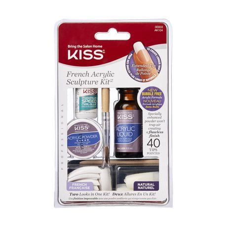 KISS French Acrylic Sculpture Kit - 40 Tips, Salon-quality perfection.