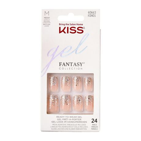 Kiss Gel Fantasy - faux ongles, 28 comptes, court
