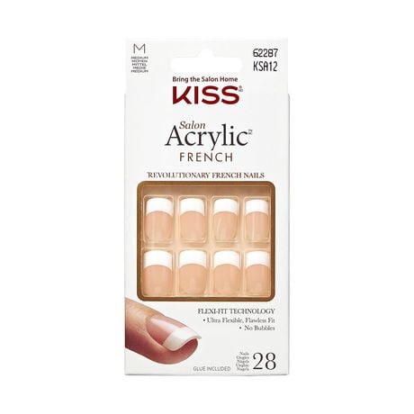 KISS Salon Acrylic - Fake Nails, 28 Count, Medium, French nails at home