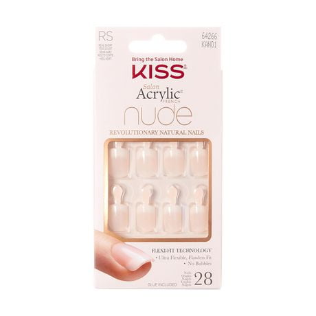 Kiss Salon Acrylique - Nude à couper le souffle français - faux ongles, 28 comptes, court French manucure,faire chez soi