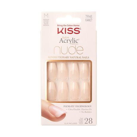 KISS Salon Acrylic - French Nude Breathtaking - Fake Nails, 28 Count, Short, DIY French nails at home!