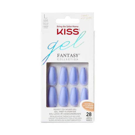 KISS Gel Fantasy - Night After - Fake Nails, 28 Count, Long | Walmart ...