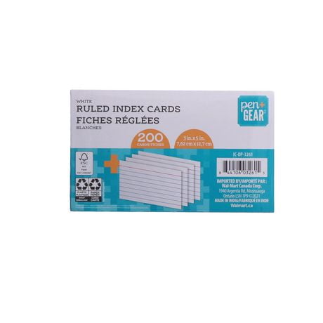 Pen + Gear 3" x 5" White Ruled Index Card, 200 Cards