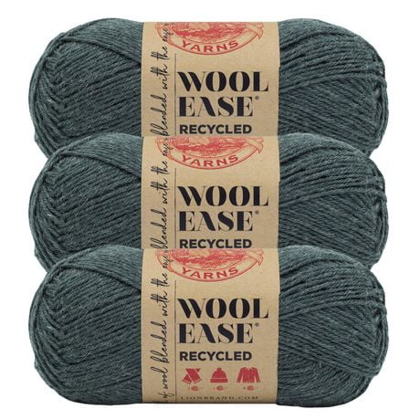 Lion Brand Wool-Ease Recycled Charcoal Medium Weight Acrylic Wool Yarn Grey 3-Pack