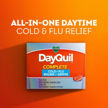 Vicks DayQuil COMPLETE Cold and Flu Medicine, Daytime, Non-Drowsy ...