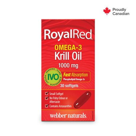 Webber Naturals® RoyalRed® Omega-3 Krill Oil, Extra Strength, 1000 mg, 30 Softgels