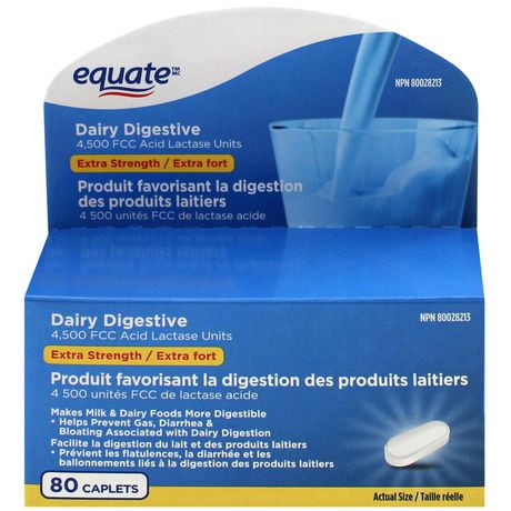 Equate Dairy Digestive, 80 caplets 4500 FCC Acid Lactase Units