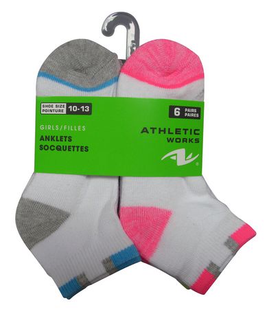 Athletic Works Girls' Low Cut Anklets 6-Pair Socks | Walmart Canada