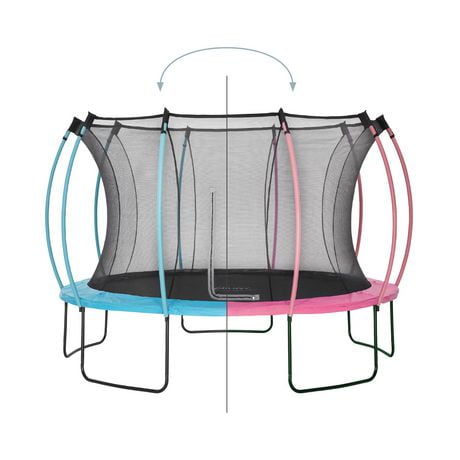 Plum Play 12ft Colours Springsafe® Trampoline and Enclosure - Reversible Flamingo Pink and Tropic Turquoise