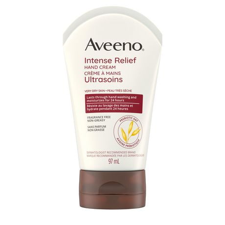 Aveeno Intense Relief Hand Cream, Very Dry Skin, Moisturizer, Paraben Free, Sensitive Skin, Non-Greasy, 97 mL