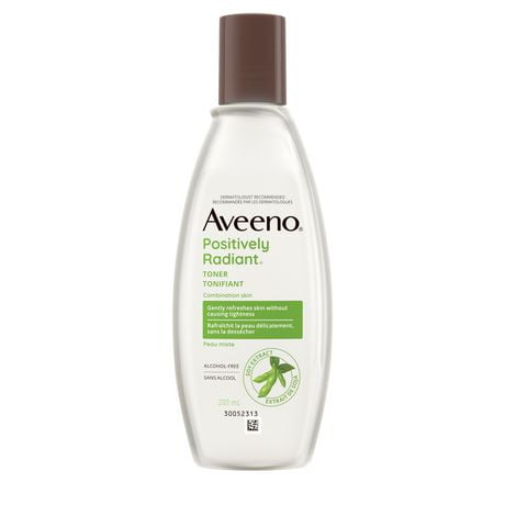 Tonifiant Aveeno Positively Radiant, peau tonifiée, avec soja, peau lisse, routine de soins cutanés, non comédogène 200 ml