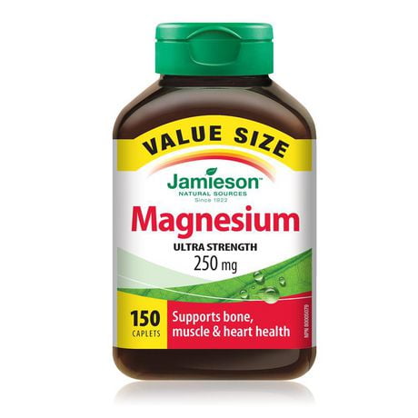 Jamieson High Potency Magnesium 250 mg Caplets Value Size, 150 caplets