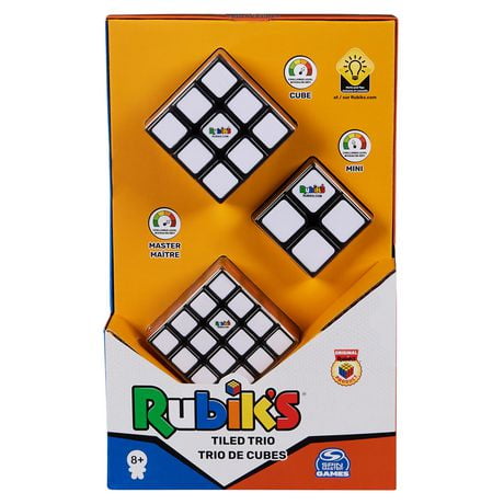 Rubik’s, Tiled Trio Bundle 2x2 Mini 3x3 Cube 4x4 Master 3D Puzzle Game Stress Relief Fidget Toy Travel Gift Set, for Adults & Kids Ages 8 and up, Rubik’s Cube Puzzle
