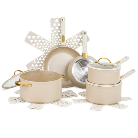 Thyme & Table Nonstick 12-Piece Cookware Set, Taupe, Cookware