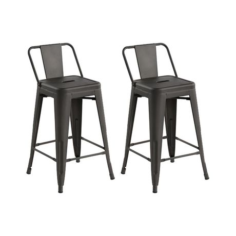 Homycasa Industrial 29 Metal Bar Stools Low Back Elm Wood Seat Set   6000206037512 