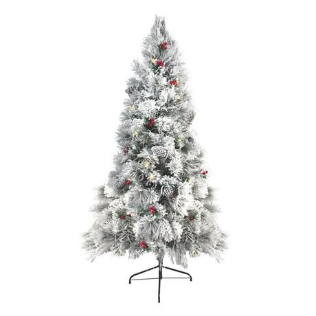 Frosted apsen christmas tree with pinecones