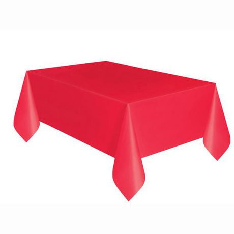 Ruby Red Rectangular Plastic Table Cover, 54" x 108", 1 tablecover, 54" x 108"