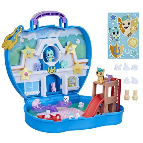 My Little Pony Mini World Magic Compact Creation Critter Corner Toy, Buildable Playset with Hitch Trailblazer Pony For Kids Ages 5 and Up, Ages 5 and up