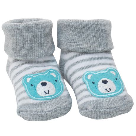 Gerber Newborn Baby Boy Jersey Bootie Socks - 2 Pair - Navy/Grey ...