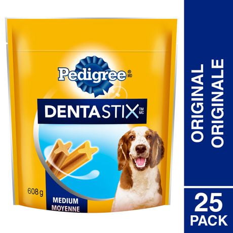 Gâteries pour chiens adultes PEDIGREE Dentastix pour chiens moyens saveur originale 12-40 Gâteries