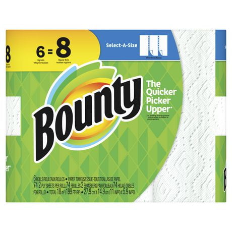 Essuie-tout Bounty Sur mesure, blanc, 6 très gros rouleaux