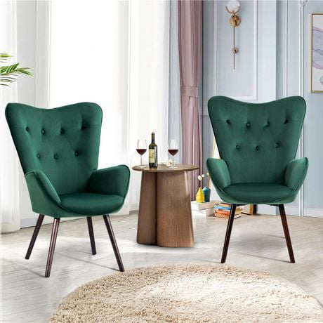 Homycasa Scandinavian Accent Chair Wingback Armchair Velvet Upholstered   6000207041803 