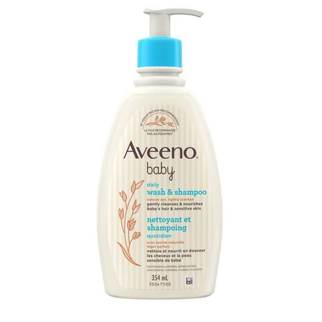 Aveeno Baby Daily Wash & Shampoo baby’s hair & Sensitive Skin Cleanser with Natural Oat Paraben Free & Phthalate Free, sulfates-free and dye-free - 354 mL, 354 mL, lightly scented