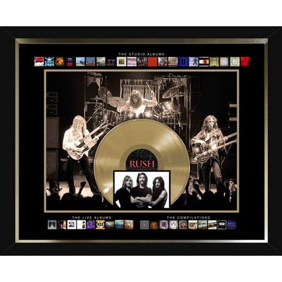 Rush Framed Album Collection Collage avec disque d'or 45