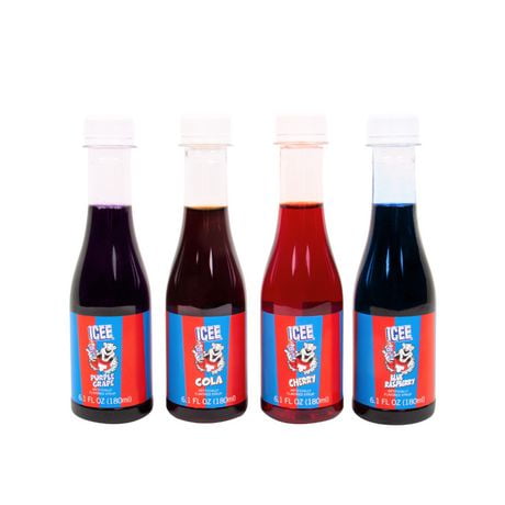 ICEE Syrups - 4 Pack, Blue Raspberry & Red Cherry, 16.9 Fl oz Bottles, Officially Licensed ICEE Flavored Syrup Pack