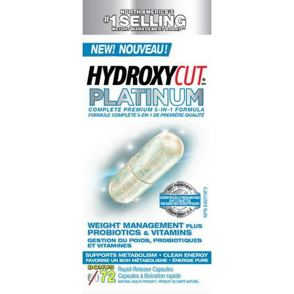 Hydroxycut Platinum, Probiotic + Weight Loss Supplement Pills,  Energy Pills,  Metabolism Booster for Weight Loss,  Weightloss & Energy Supplements (72ct)