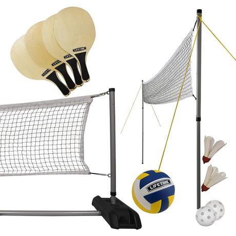 LIFETIME 3 Sport Outdoor Game Set, With Volleyball Net, Badminton, and Paddleball