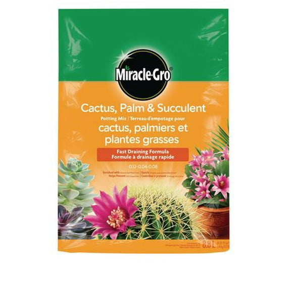 Miracle-Gro terreau d'empotage pour cactus, palmiers et plantes grasses  8.8L Terreau d'empotage cactus