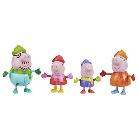 Peppa Pig Peppa's Club Peppa's Family Wintertime Figure 4-Pack Toy, 4 Figures in Cold-Weather Outfits, Ages 3 and up