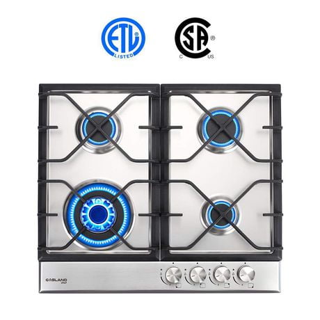 24" Built-in Gas Cooktop, GASLAND Chef GH60SF 4 Burner Gas Hob, 24 Inch NG/LPG Convertible Natural Gas Propane Cooktops, High Power Burner Gas Stovetop with Thermocouple Protection, Stainless Steel