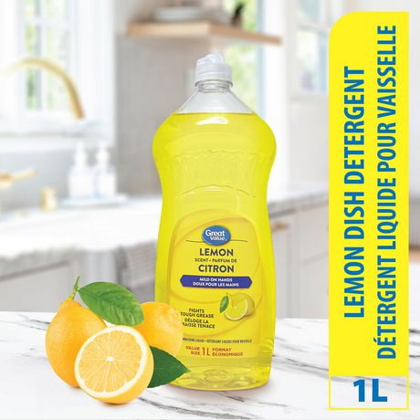 Détergent liquide pour vaisselle au parfum de citron Great Value 1 litre