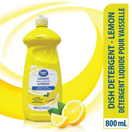 Détergent liquide pour vaisselle au parfum de citron Great Value 800 ml