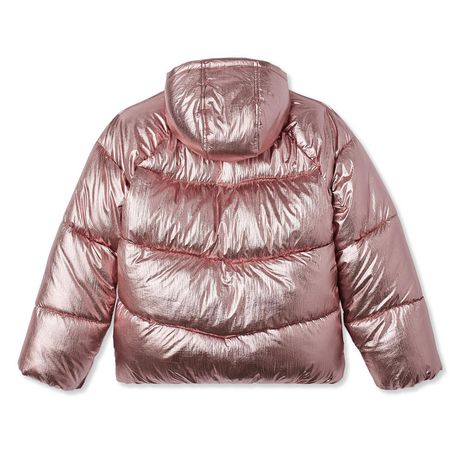 George Girls' Hooded Metallic Puffer Jacket | Walmart Canada