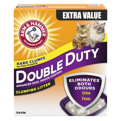 Arm & Hammer  Double Duty Advanced Odour Control Clumping CAT Litter, 18 kg