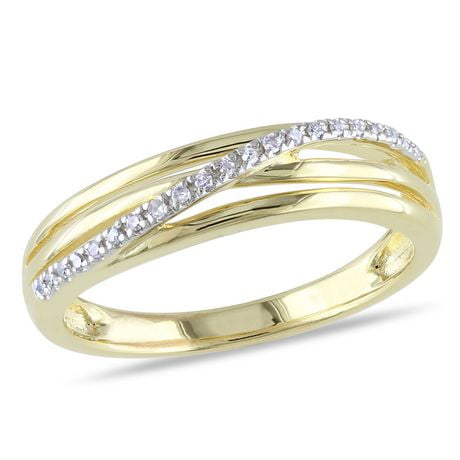 Miabella Diamond Accent Yellow Rhodium Plated Sterling Silver Anniversary Ring