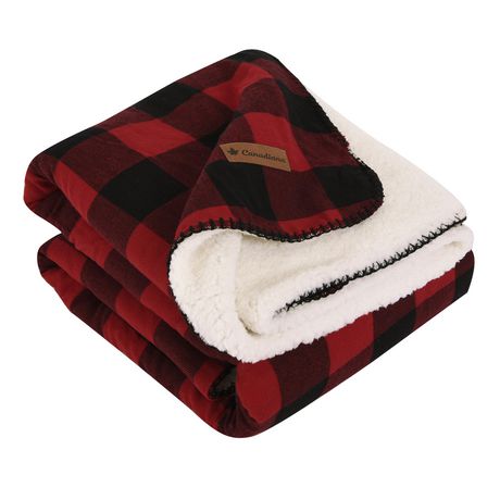 Canadian Buffalo Plaid Throw with Reversable Sherpa Back by Canadiana ...