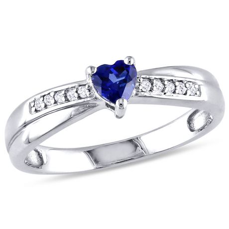 Tangelo 0.25 Carat T.G.W. Heart-Cut Created Blue Sapphire and Diamond ...