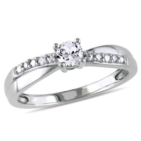 Miabella 0.33 Carat T.G.W. Created White Sapphire and Diamond Accent Sterling Silver Cross-Over Engagement Ring