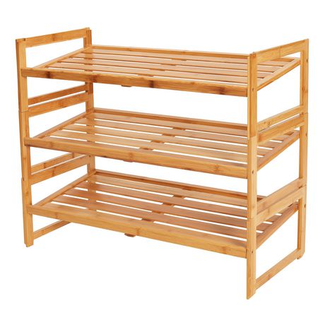 Mainstays Stackable Bamboo3 Tier Shoe Rack Walmart Canada