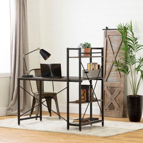 rustic desk and bookcase