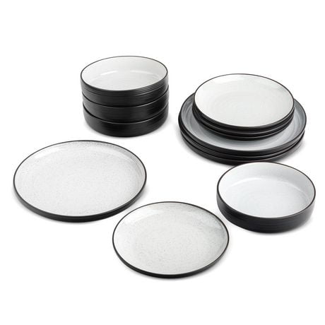 Yellowstone 12-Piece Ceramic Dinnerware Set, Beth Collection | Walmart ...