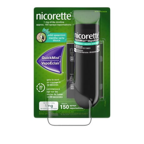 Nicorette Nicotine QuickMist Mouth Spray, Quit Smoking and Smoking Cessation Aid, Mild Spearmint, 1mg, 150 Sprays